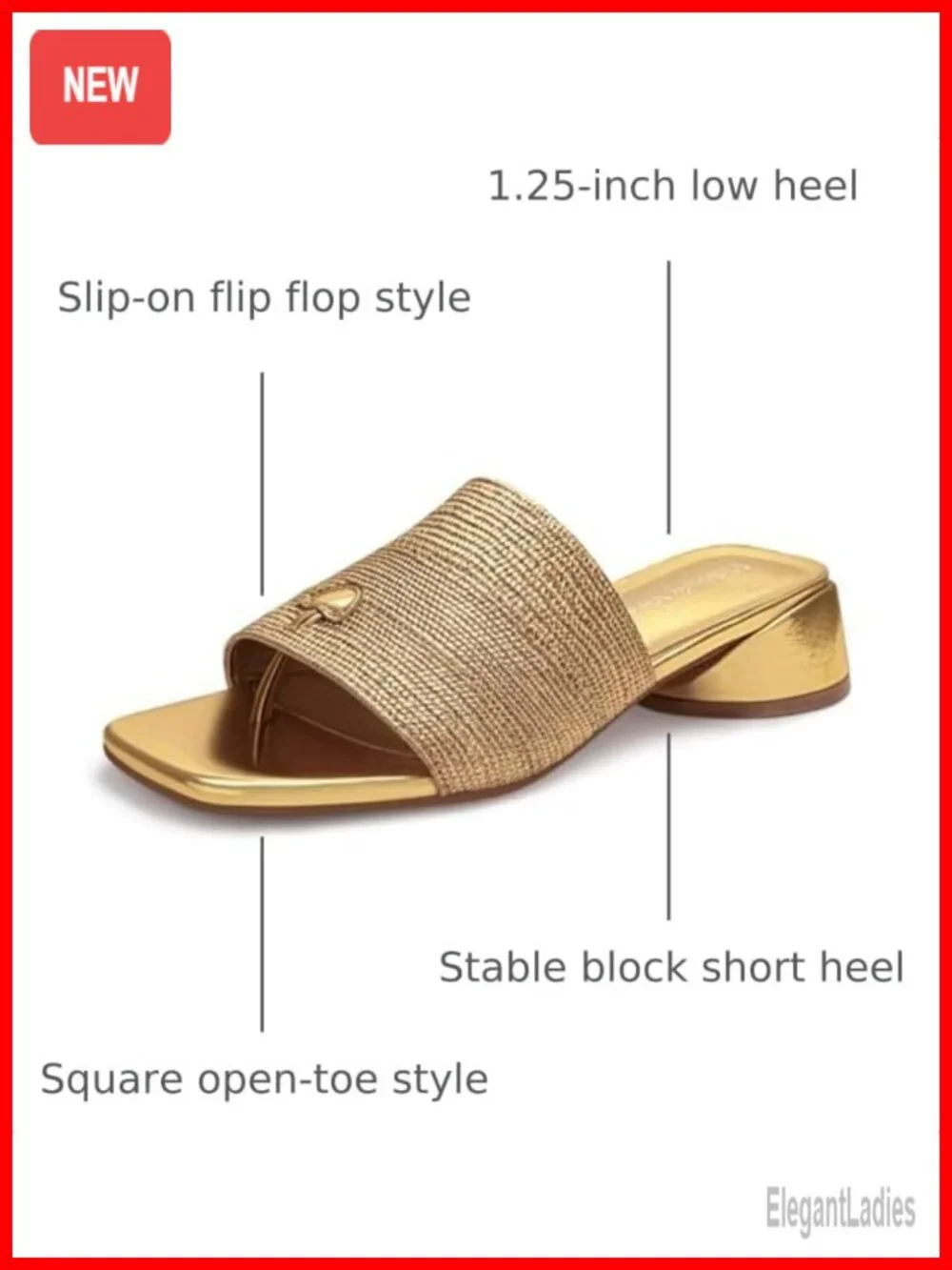 Women's Kitten Heel Slide Mule Sandals Faux Leather Square Open Toe